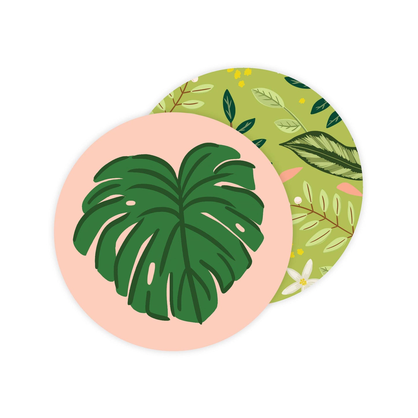 Monstera Leaves Double-Sided Coaster Set of 4