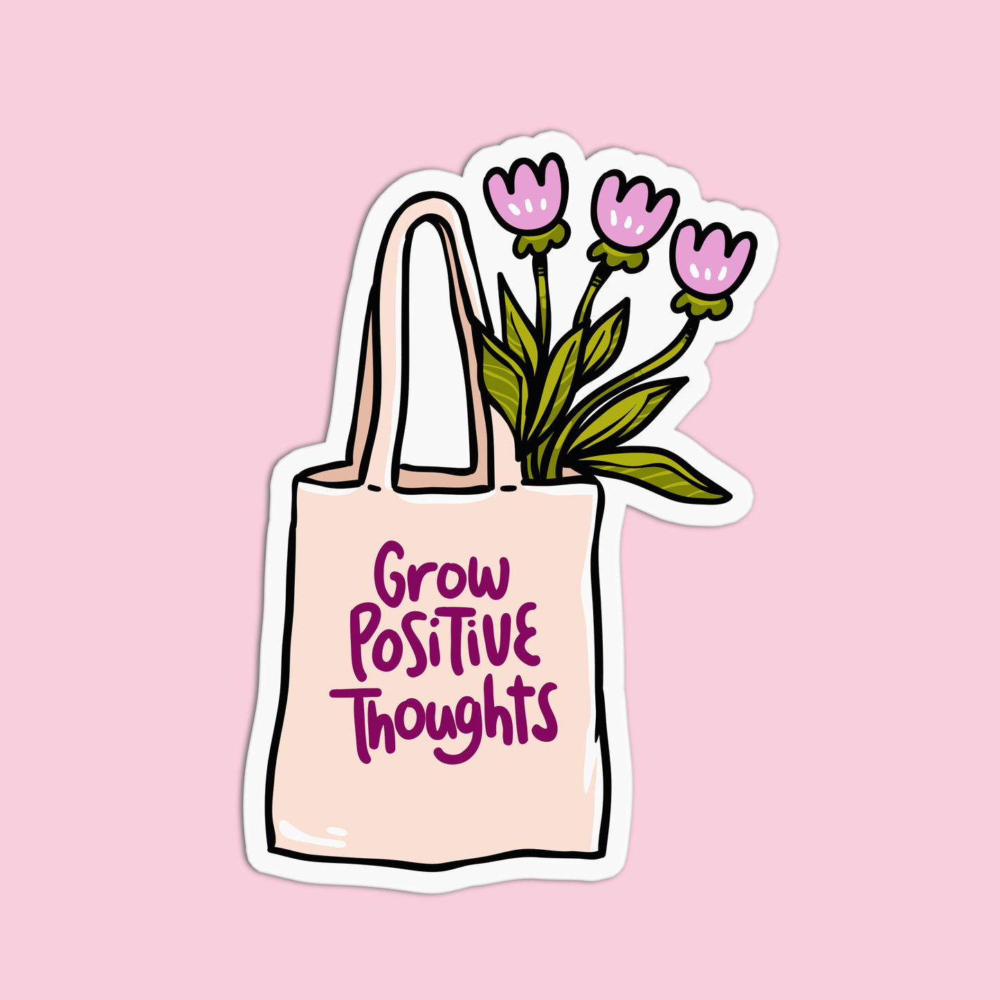 Quote Grow Positive Thoughts Vinyl Textured Stickers