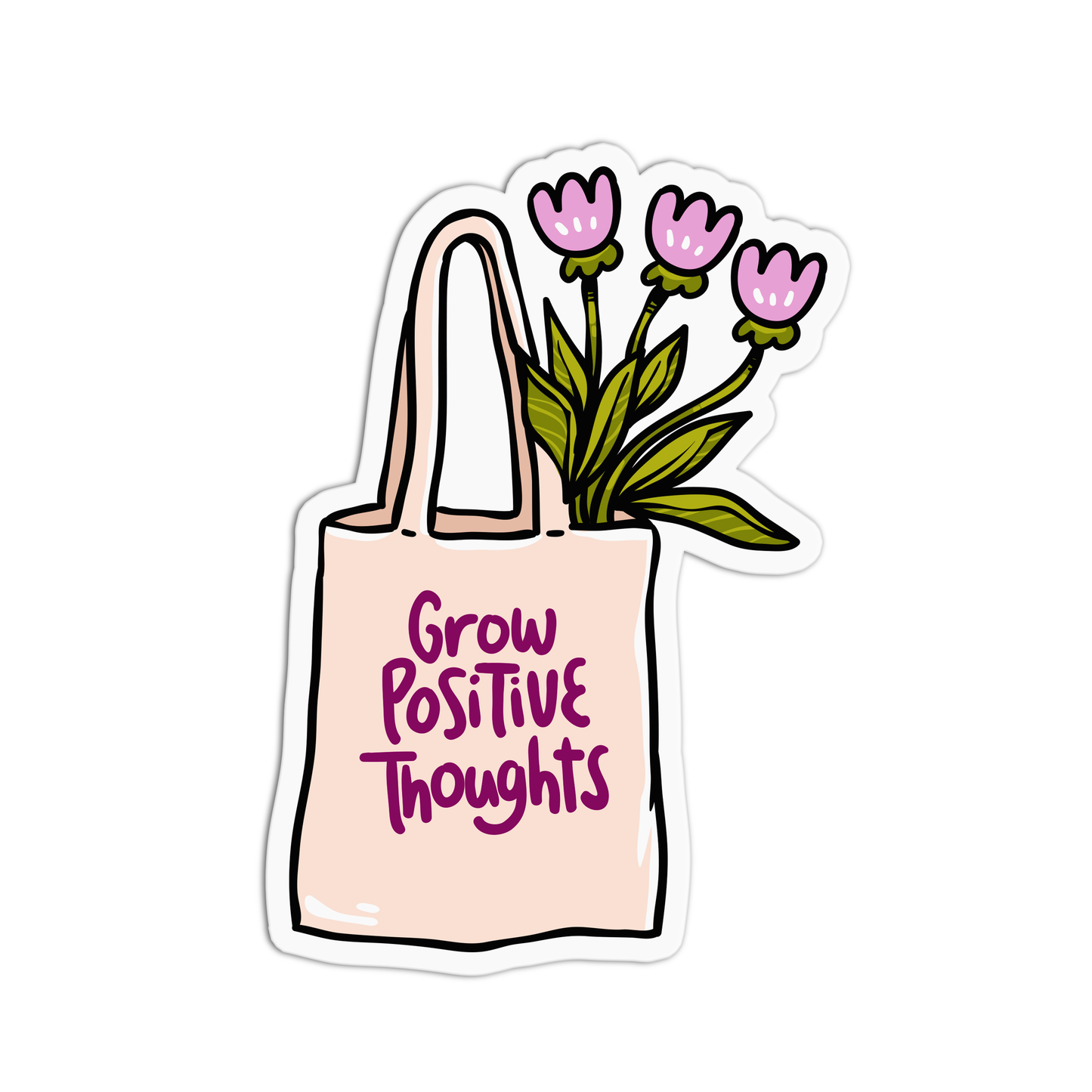 Quote Grow Positive Thoughts Vinyl Textured Stickers