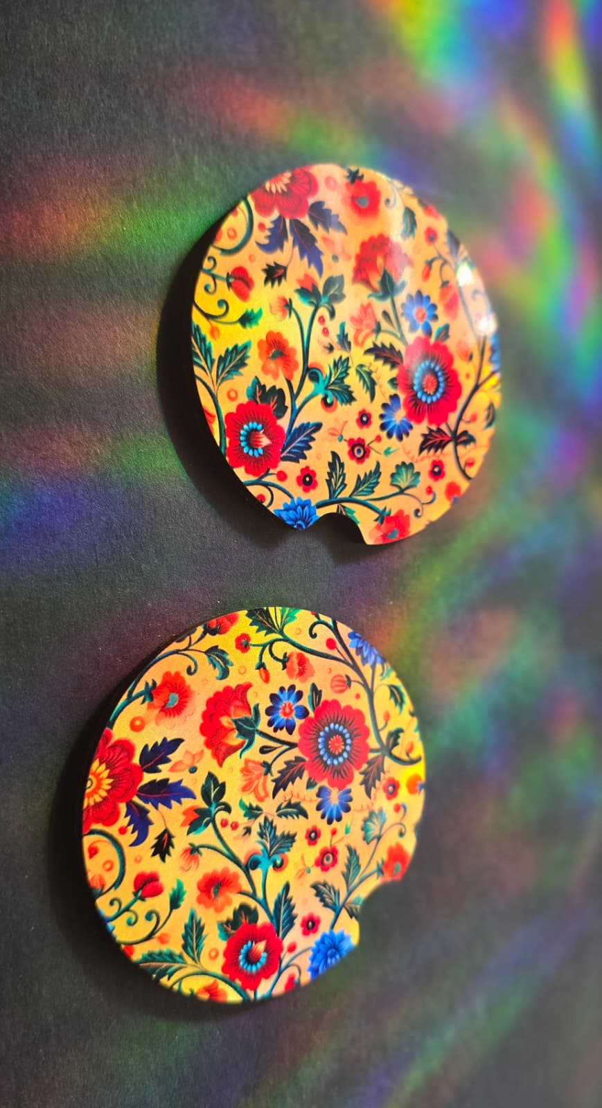 Floral Car Coaster - Yellow