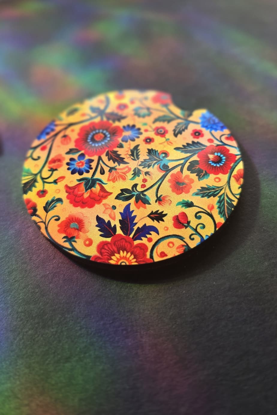 Floral Car Coaster - Yellow