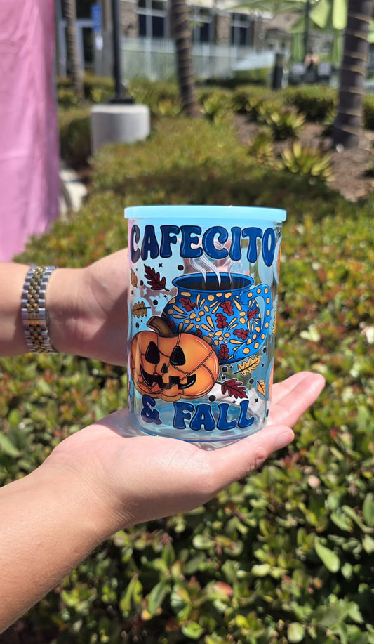 Cafecito y Fall tumbler with handle
