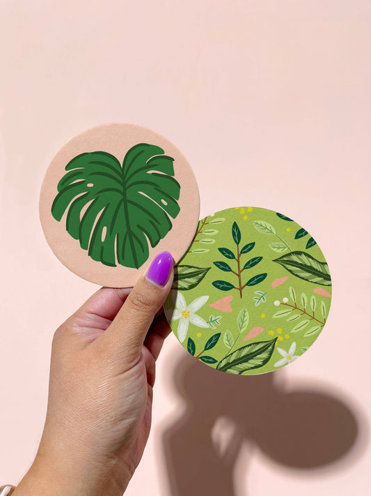 Monstera Leaves Double-Sided Coaster Set of 4