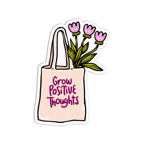 Quote Grow Positive Thoughts Vinyl Textured Stickers