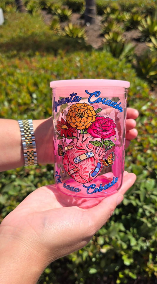 Aguanta corazón tumbler with handle