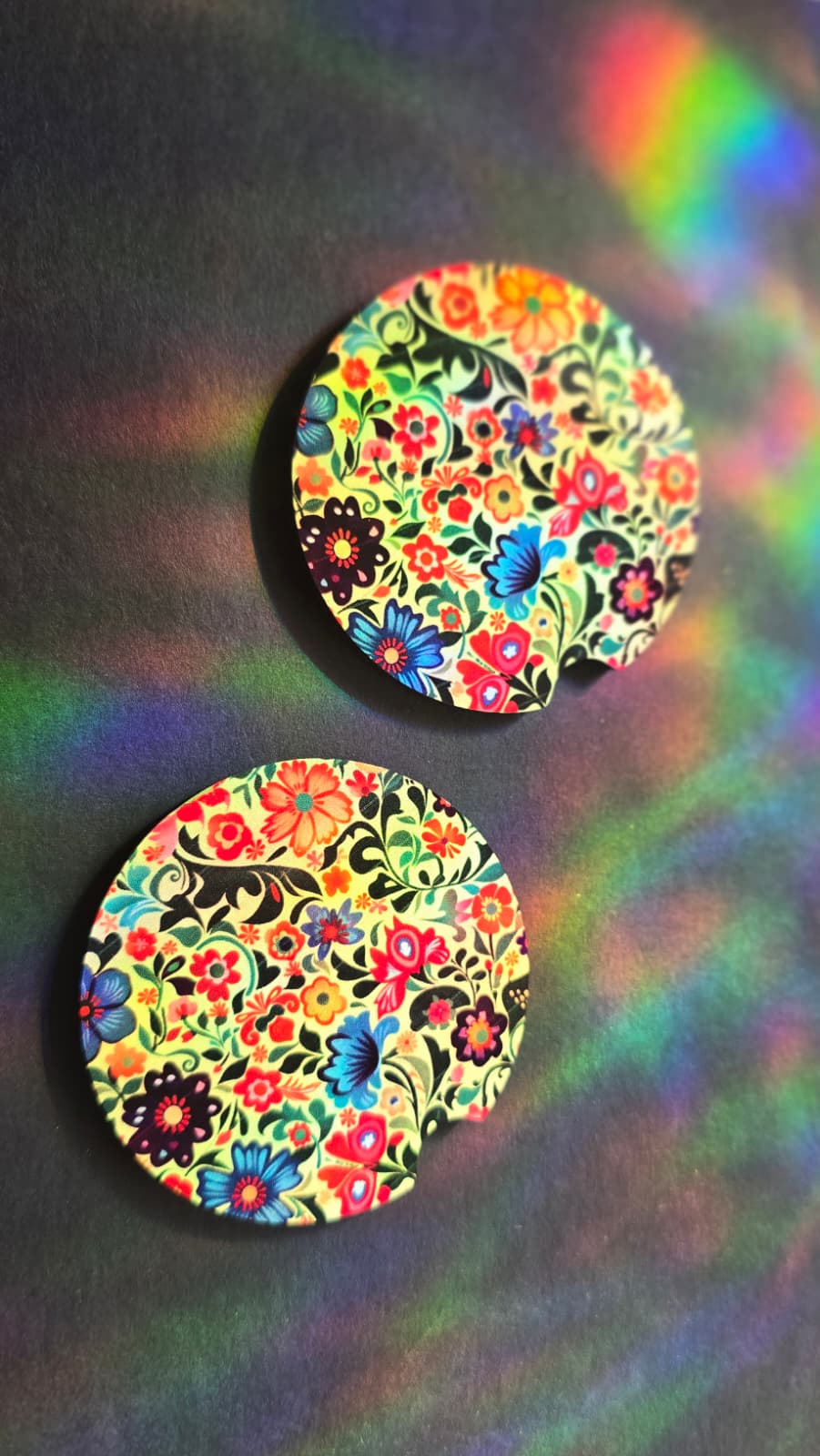 Floral Car Coaster - Green