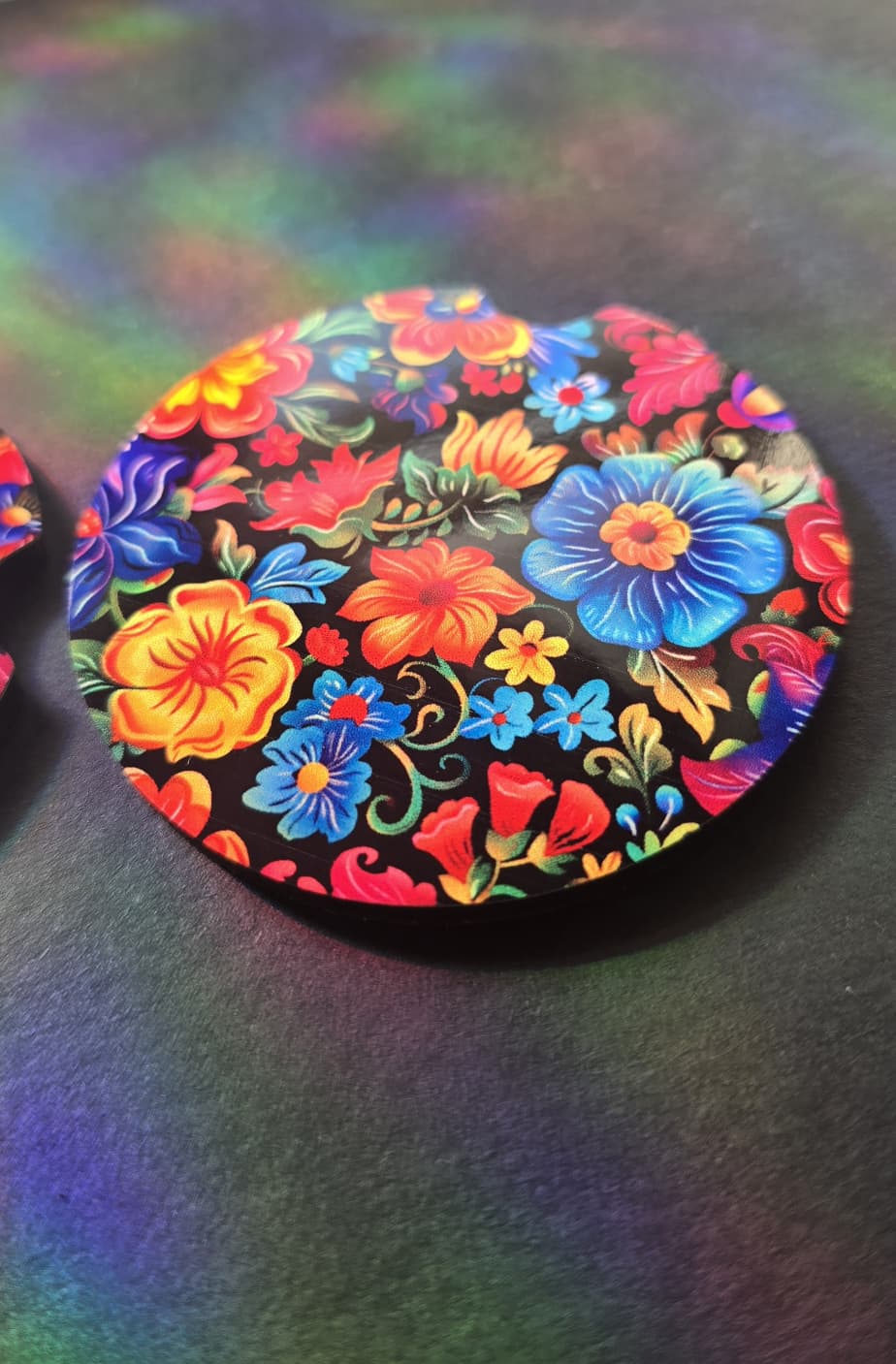 Floral Car Coaster - Black
