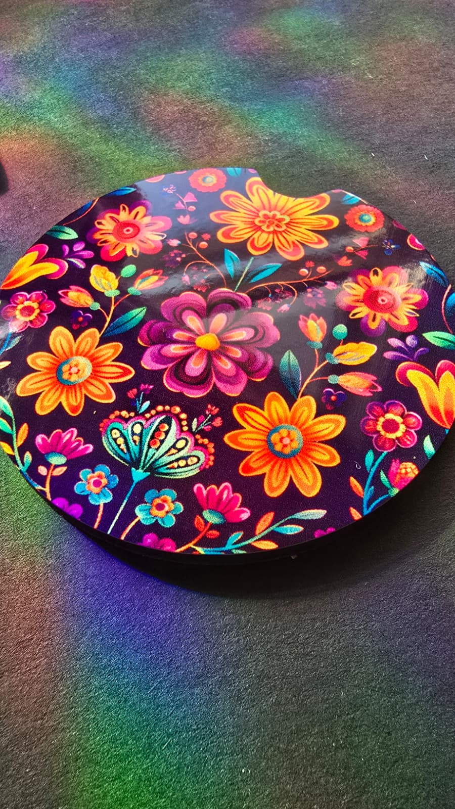 Floral Car Coaster - Purple