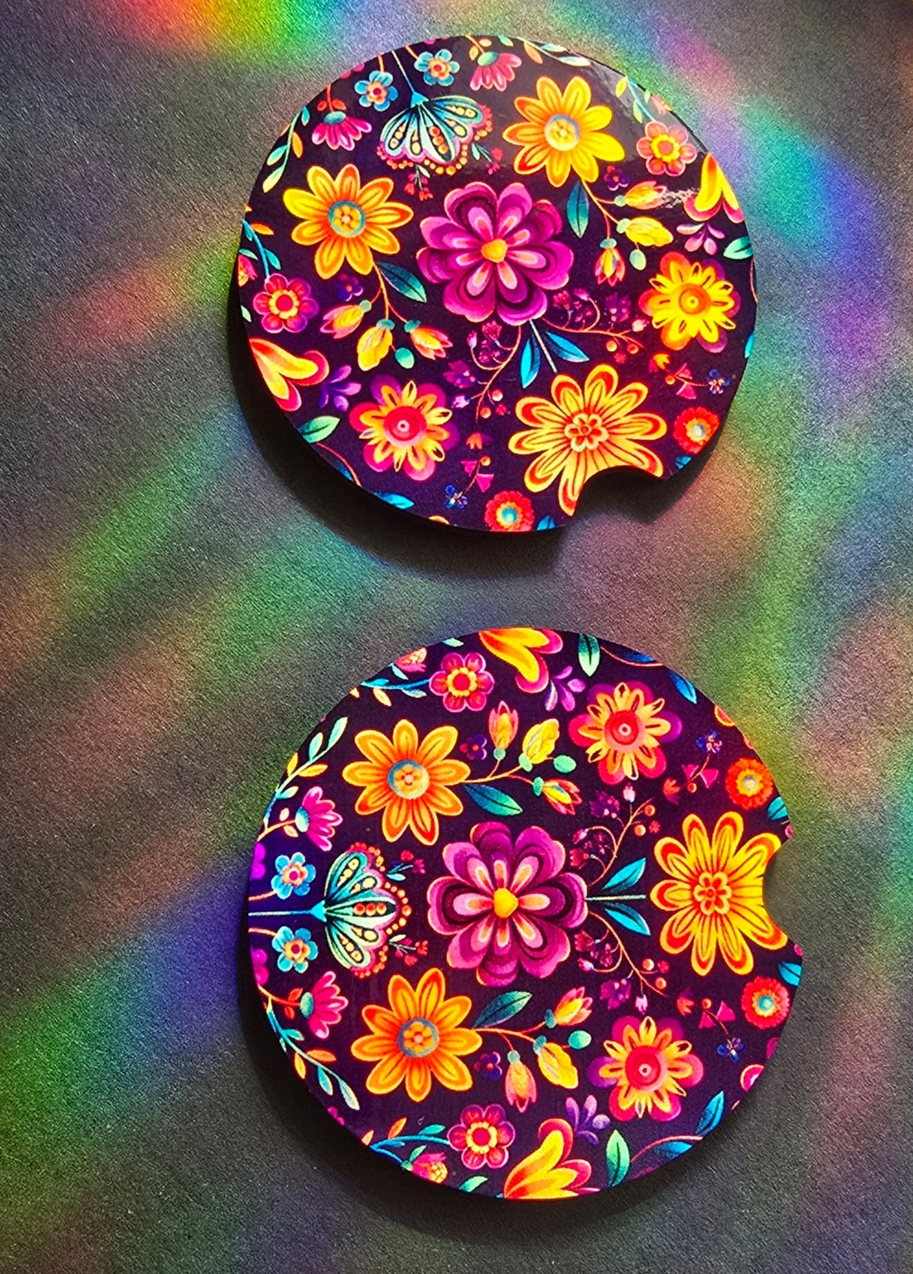 Floral Car Coaster - Purple